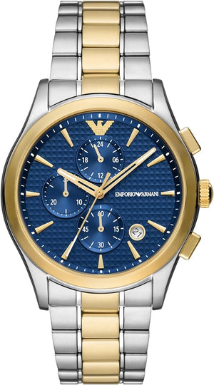 Emporio Armani Paolo Chronograph Blue Dial Two Tone Steel Strap Watch For Men - AR11579 Authentic Buy Shop Now
