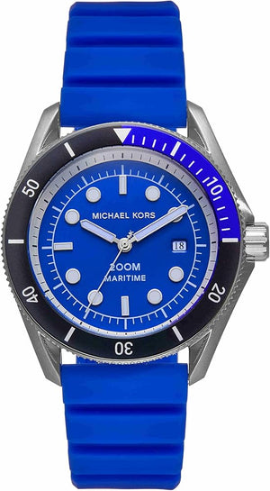 Michael Kors Maritime Three-Hand Analog Blue Dial Blue Silicone Strap Watch for Men - MK9156 Authentic Buy Shop Now