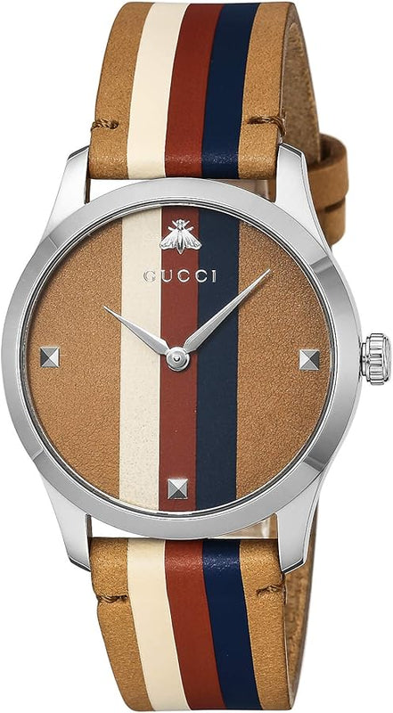 Gucci G Timeless Quartz Brown Dial Brown Leather Strap Watch For Men - YA1264078 Authentic Buy Shop Now