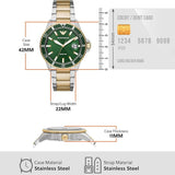 Emporio Armani Diver Chronograph Green Dial Two Tone Steel Strap Watch For Men - AR80063 Authentic Buy Shop Now