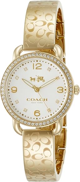 Coach Delancey Diamonds Silver Dial Gold Steel Strap Watch for Women - 14502354 Authentic Buy Shop Now