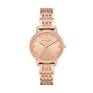 Michael Kors Melissa Three Hand Rose Gold Dial Rose Gold Steel Strap Watch For Women - MK4369 Authentic Buy Shop Now