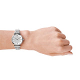 Emporio Armani Gianni T Bar White Crystal Pave Dial Silver Stainless Steel Strap Watch For Women - AR1925 Authentic Buy Shop Now