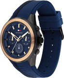 Tommy Hilfiger Aiden Chronograph Blue Dial Blue Silicone Strap Watch For Men - 1791860 Authentic Buy Shop Now