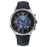 Emporio Armani Classic Chronograph Blue Dial Blue Leather Strap Watch For Men - AR2473 Authentic Buy Shop Now