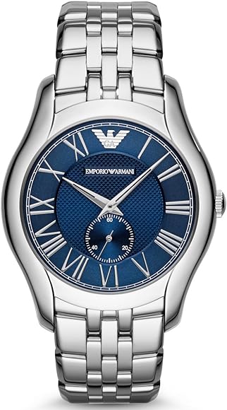 Emporio Armani Valente Chronograph Blue Dial Silver Steel Strap Watch For Men - AR1789 Authentic Buy Shop Now