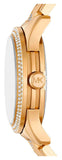 Michael Kors Runway Three Hand Green Dial Gold Steel Strap Watch For Women - MK7390 Authentic Buy Shop Now