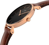 Daniel Wellington Classic Petite St Mawes Black Dial Brown Leather Strap Watch For Women - DW00100225 Authentic Buy Shop Now