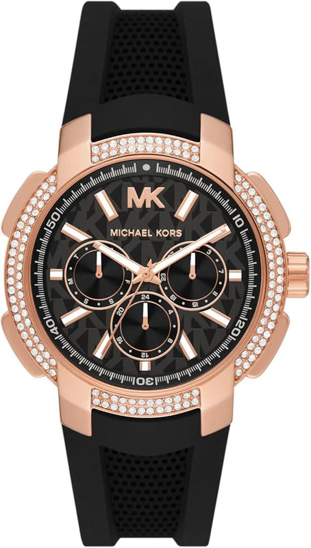 Michael Kors Sydney Pave Black Dial Black Silicone Strap Watch for Women - MK7245 Authentic Buy Shop Now