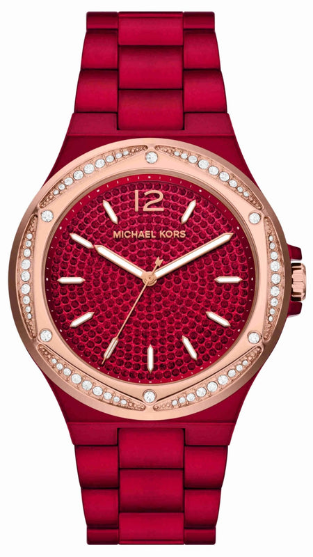 Michael Kors Lennox Analog Crystals Red Dial Red Steel Strap Watch for Women - MK7455 Authentic Buy Shop Now