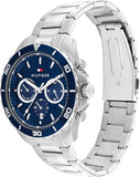 Tommy Hilfiger Jordan Chronograph Blue Dial Silver Steel Strap Watch For Men - 1792094