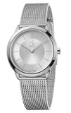 Calvin Klein Minimal White Dial Silver Mesh Bracelet Watch for Men - K3M22126 Authentic Buy Shop Now