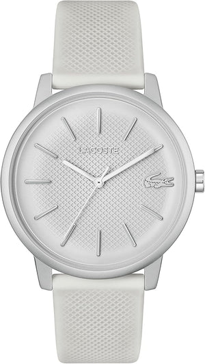 Lacoste 12.12 Move Silver Dial White Silicone Strap Watch for Men - 2011240 Authentic Buy Shop Now