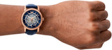 Emporio Armani Meccanico Automatic Blue Dial Blue Leather Strap Watch For Men - AR60050 Authentic Buy Shop Now