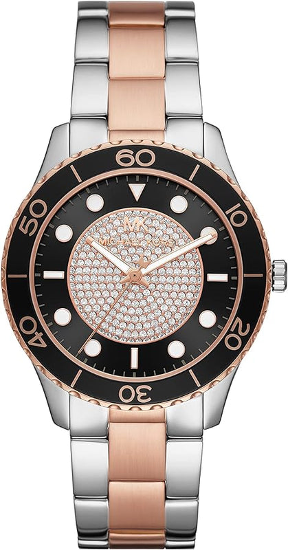 Michael Kors Runway Quartz Black Dial Two Tone Steel Strap Watch For Women - MK6960 Authentic Buy Shop Now