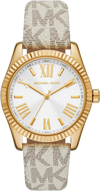 Michael Kors Lexington Analog Silver Dial White Leather Strap Watch For Women - MK4746 Authentic Buy Shop Now