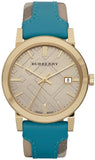 Burberry The City Gold Dial Blue Leather Strap Watch for Women - BU9018 Authentic Buy Shop Now