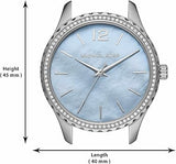 Michael Kors Layton Chronograph Mother of Pearl Blue Dial Silver Steel Strap Watch For Women - MK6847 Authentic Buy Shop Now