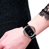 Calvin Klein Glam Transparent Dial Black Leather Strap Watch for Women - K9423107 Authentic Buy Shop Now
