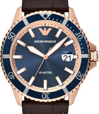 Emporio Armani Pro Planet Three Hand Date Blue Dial Brown Leather Strap Watch For Men - AR11556 Authentic Buy Shop Now