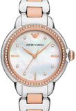 Emporio Armani Three Hand Quartz Mother of Pearl Dial Two Tone Steel Strap Watch For Women - AR11569 Authentic Buy Shop Now