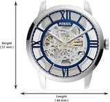 Fossil Townsman Automatic Skeleton Blue Dial Black Leather Strap Watch for Men - ME3200 Authentic Buy Shop Now