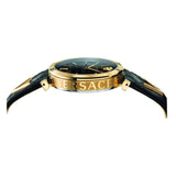 Versace V-Twist Black Dial Black Leather Strap Watch for Women - VELS00619 Authentic Buy Shop Now