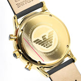 Emporio Armani Gianni Beige Dial Grey Leather Strap Watch For Men - AR0386 Authentic Buy Shop Now