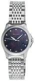Gucci G Timeless Diamonds Mother of Pearl Black Dial Silver Steel Strap Watch For Women - YA126505 Authentic Buy Shop Now
