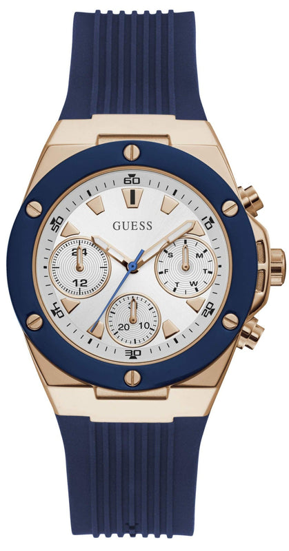 Guess Athena White Dial White Dial Blue Rubber Strap Watch For Women - GW0030L5 Authentic Buy Shop Now
