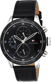 Tommy Hilfiger Trent Chronograph Quartz Black Dial Black Leather Strap Watch For Men - 1791810 Authentic Buy Shop Now