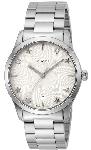 Gucci G Timeless White Dial Silver Steel Strap Watch For Women - YA1264028A Authentic Buy Shop Now