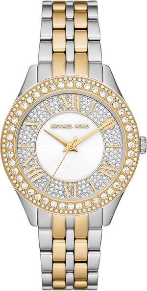 Michael Kors Harlowe Three-Hand Crystals White Dial Two Tone Steel Strap Watch for Women - MK4811 Authentic Buy Shop Now
