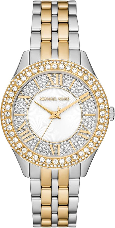 Michael Kors Harlowe Three-Hand Crystals White Dial Two Tone Steel Strap Watch for Women - MK4811 Authentic Buy Shop Now