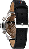 Tommy Hilfiger Trent Chronograph Quartz Black Dial Black Leather Strap Watch For Men - 1791810 Authentic Buy Shop Now