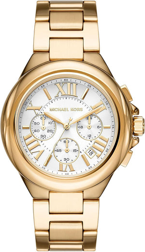 Michael Kors Camille Chronograph White Dial Gold Steel Strap Watch For Women - MK7270 Authentic Buy Shop Now