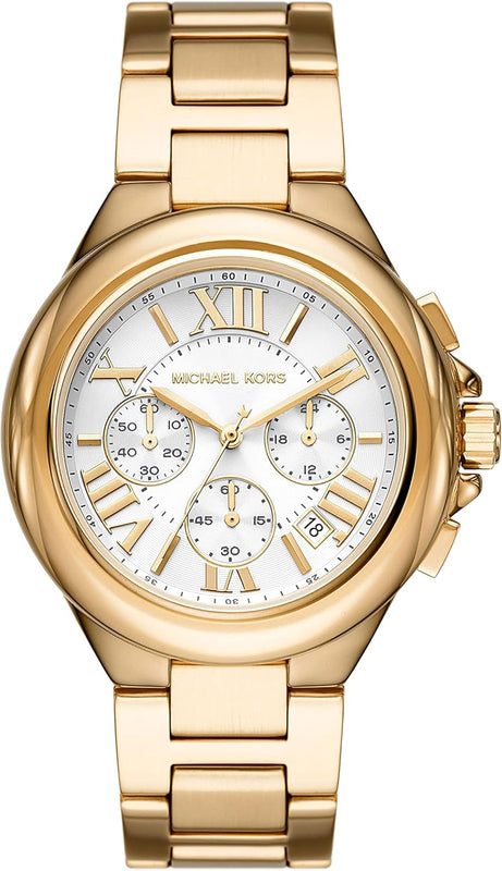 Michael Kors Camille Chronograph White Dial Gold Steel Strap Watch For Women - MK7270 Authentic Buy Shop Now