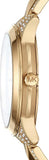 Michael Kors Runway Mercer Crystals Silver Dial Gold Steel Strap Watch For Women - MK6715 Authentic Buy Shop Now