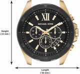 Michael Kors Brecken Chronograph Black Dial Gold Steel Strap Watch For Men - MK8848 Authentic Buy Shop Now