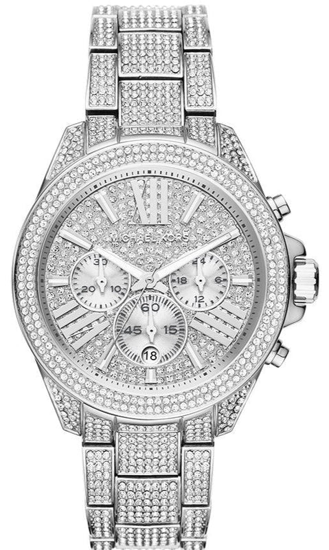 Michael Kors Wren Chronograph Crystals Silver Dial Silver Steel Strap Watch For Women - MK6317 Authentic Buy Shop Now