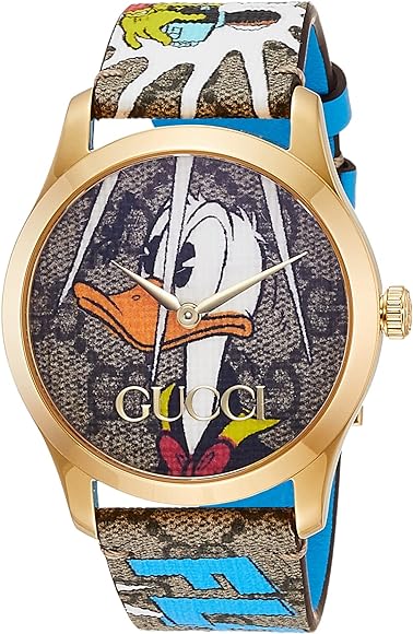 Gucci G Timeless Disney Donald Duck Brown Dial Brown Leather Strap Watch For Women - YA1264167 Authentic Buy Shop Now