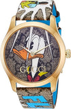 Gucci G Timeless Disney Donald Duck Brown Dial Brown Leather Strap Watch For Women - YA1264167 Authentic Buy Shop Now