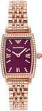 Emporio Armani Two Hand Diamonds Burgundy Dial Rose Gold Steel Strap Watch For Women - AR11488 Authentic Buy Shop Now