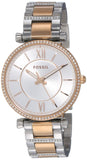 Fossil Carlie Silver Dial Two Tone Steel Strap Watch for Women - ES4342 Authentic Buy Shop Now