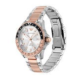 Emporio Armani Sea Explorer GMT Quartz White Dial Two Tone Steel Strap Watch For Men - AR11591 Authentic Buy Shop Now