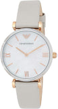 Emporio Armani Gianni T Bar Quartz Mother of Pearl Dial White Leather Strap Watch For Women - AR1965 Authentic Buy Shop Now