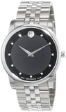 Movado Museum Diamonds Black Dial Silver Steel Strap Watch For Men - 606878 Authentic Buy Shop Now