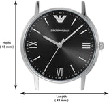Emporio Armani Kappa Analog Quartz Black Dial Black Leather Strap Watch For Men - AR11013 Authentic Buy Shop Now