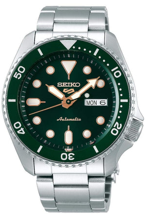 Seiko 5 Sports Automatic Analog Green Dial Silver Steel Strap Watch For Men - SRPD63K1 Authentic Buy Shop Now
