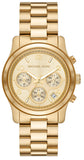 Michael Kors Runway Chronograph Gold Dial Gold Steel Strap Watch For Women - MK7323 Authentic Buy Shop Now